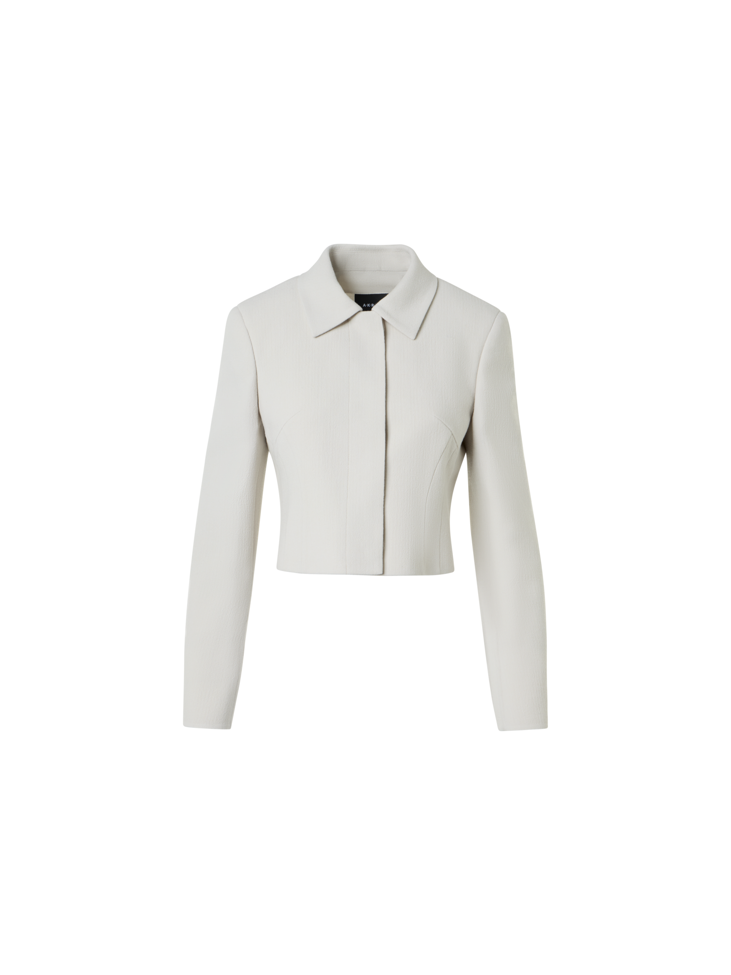 Designer Cropped Wool Crêpe Double-Face Jacket - grey