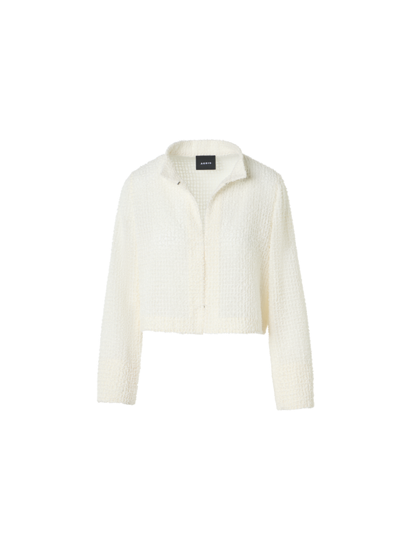 Designer Hockney Cropped Fringed Bolero Jacket - ecru