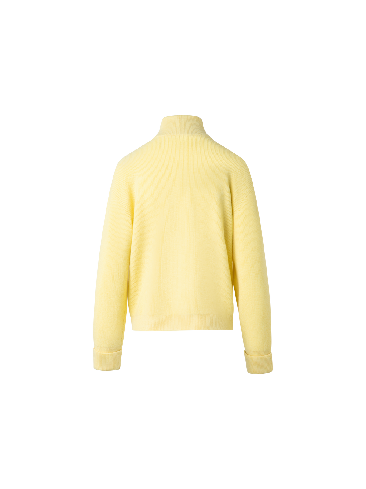 Designer Ribbed Zip Cardigan in Cashmere Knit - pastel - yellow