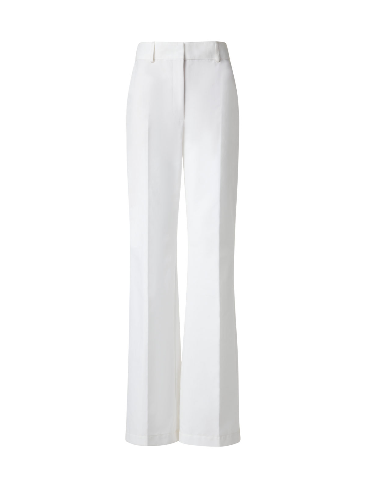 Designer Wide Straight Cotton Stretch Pants - neutral - ecru - white