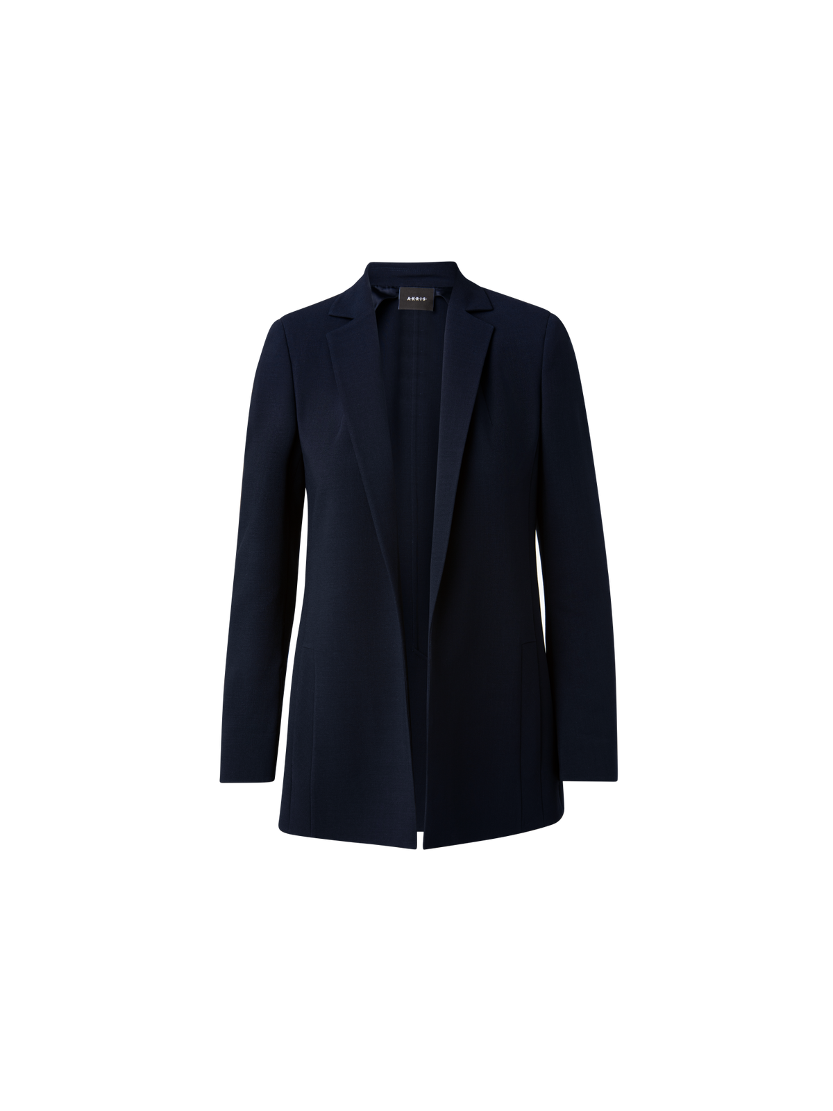 Designer Wool Double-Face Blazer with Elongated Lapel - black - navy - blue