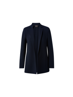Designer Wool Double-Face Blazer with Elongated Lapel - black - navy - blue
