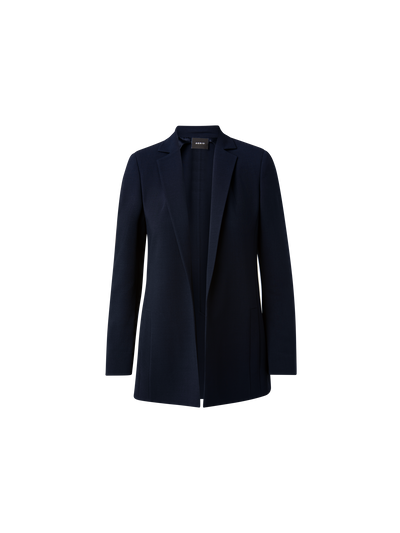 Designer Wool Double-Face Blazer with Elongated Lapel - black - navy - blue