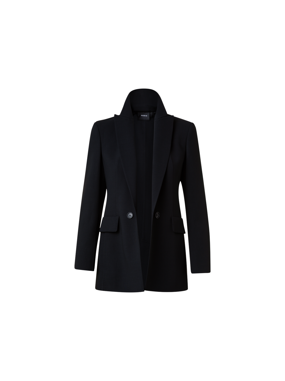 Designer Long Jacket in Wool Double-Face - black