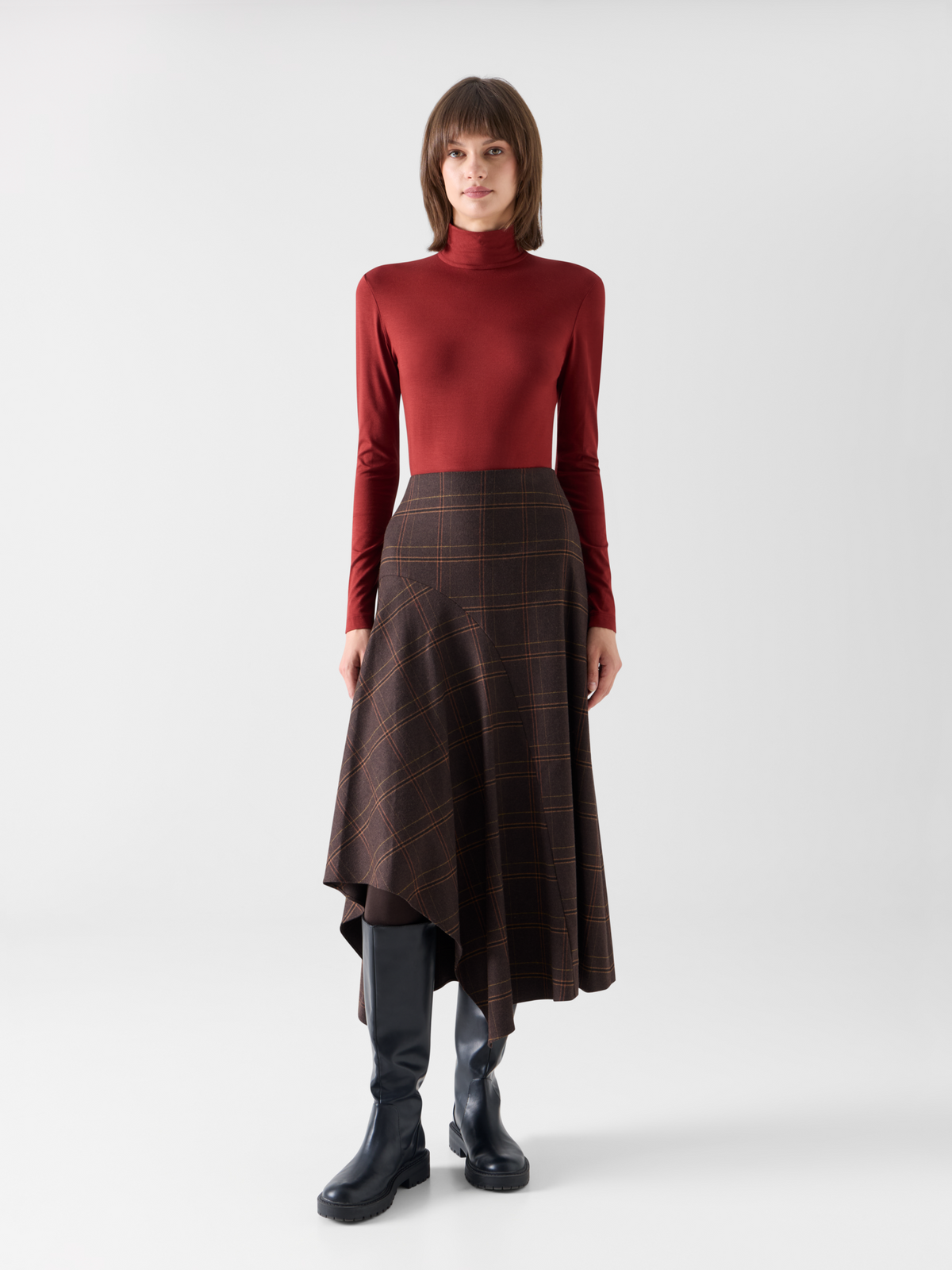 Designer Mock Neck Shirt in Modal Jersey - red 