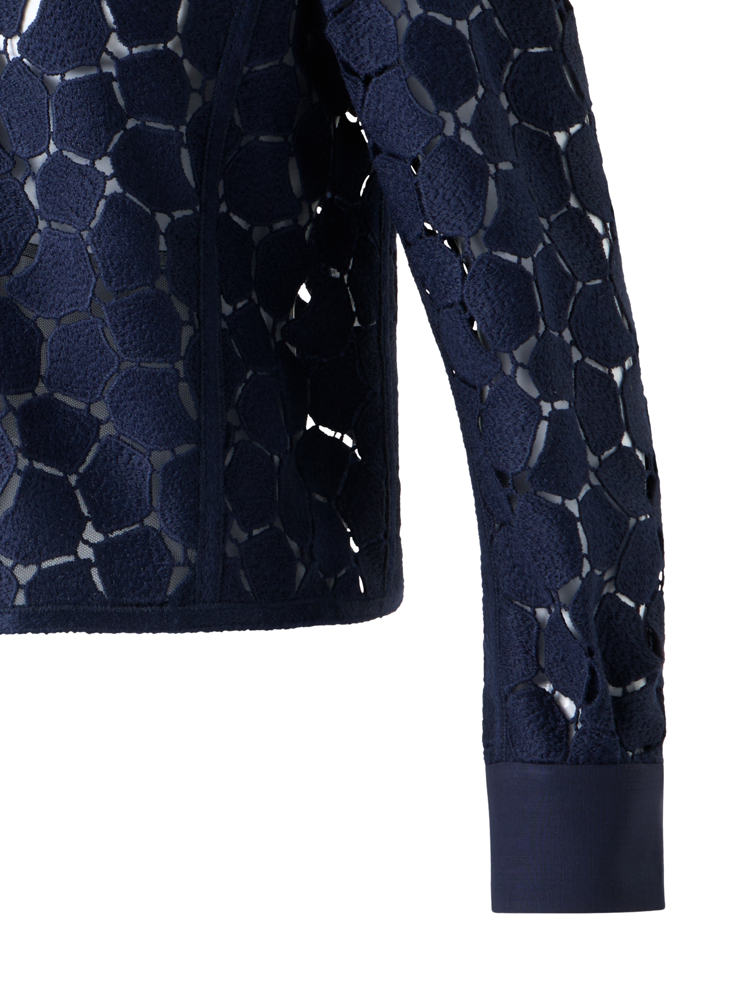 Designer Boxy Shirt Jacket in Lapis Lazuli Embroidery - neutral - navy - blue