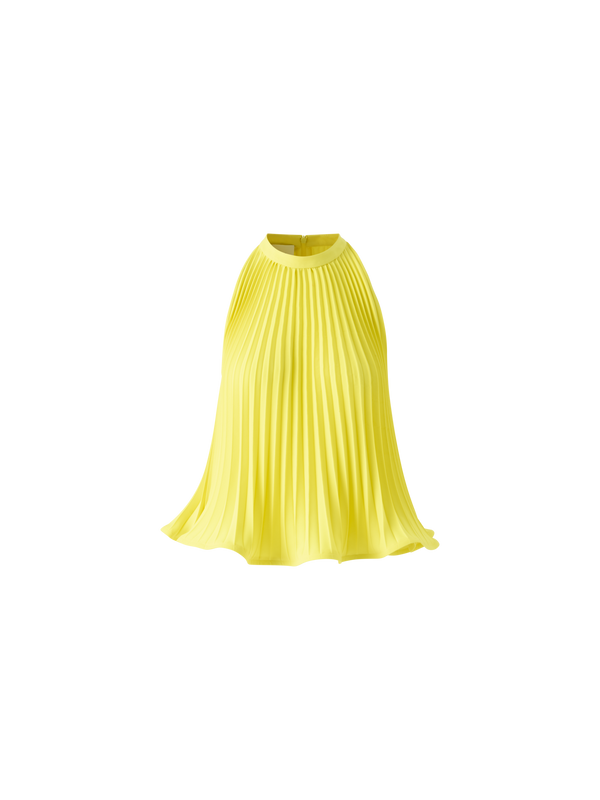 Designer Plissé Crêpe Halter Top - yellow