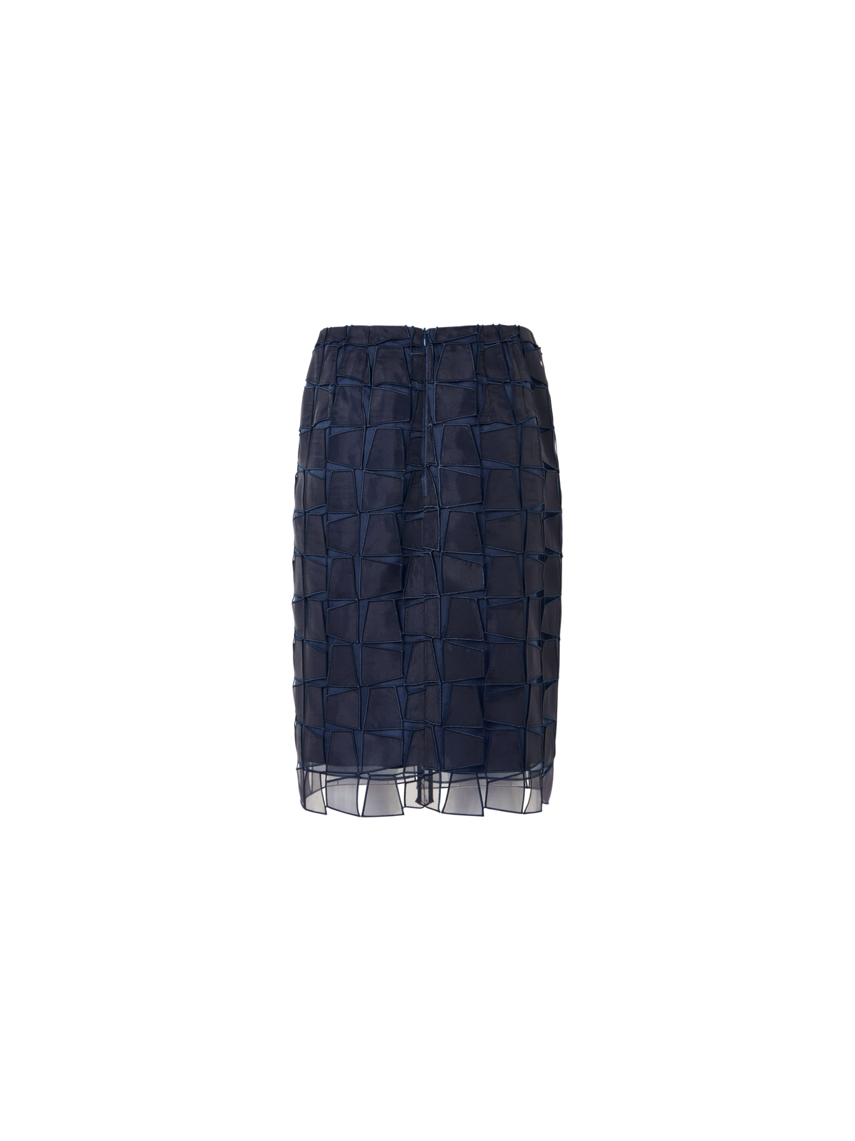 Designer Trapezoid Organza Pencil Skirt - navy