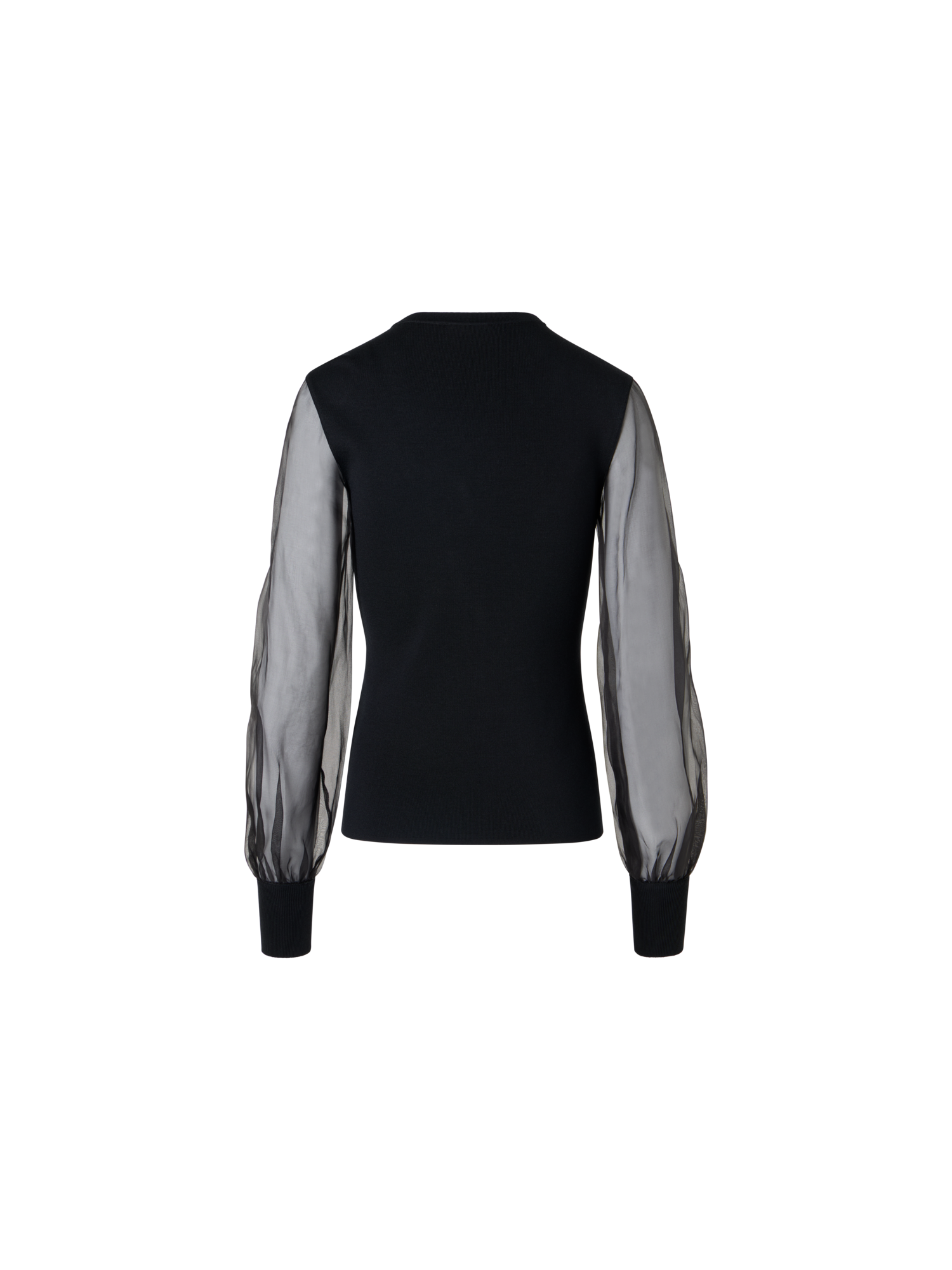 Designer Stretch-Silk Knit Sweater - black