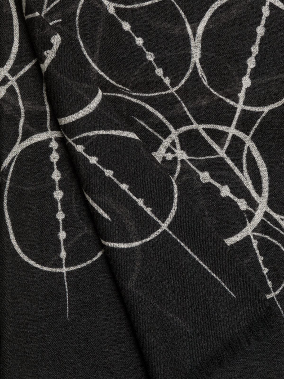 Designer Cashmere Scarf with Polka Dots Print - black - multicolor