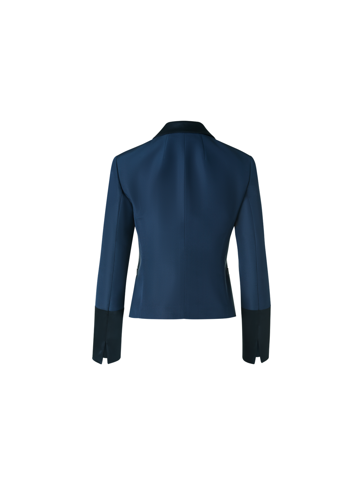 Designer Bi-Color Peak Lapel Ottoman Silk Jacket - neutral - navy - blue - multicolor