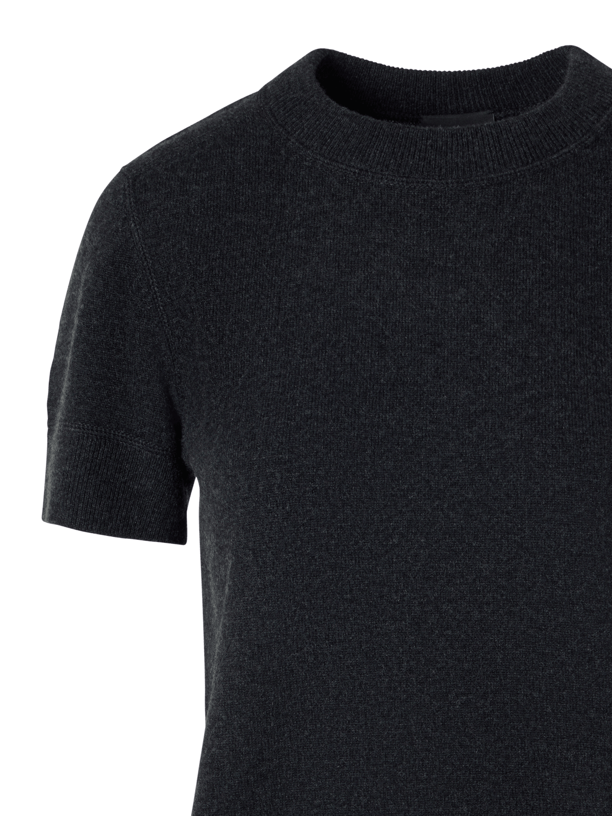 Designer Cashmere Knit Sweater with Short Sleeves - grey