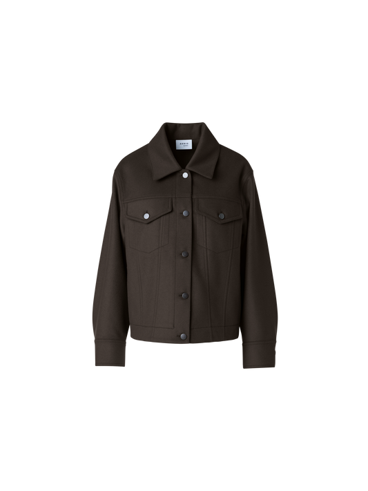 Designer Oversized Wool Flannel Shirt Jacket - neutral - brown