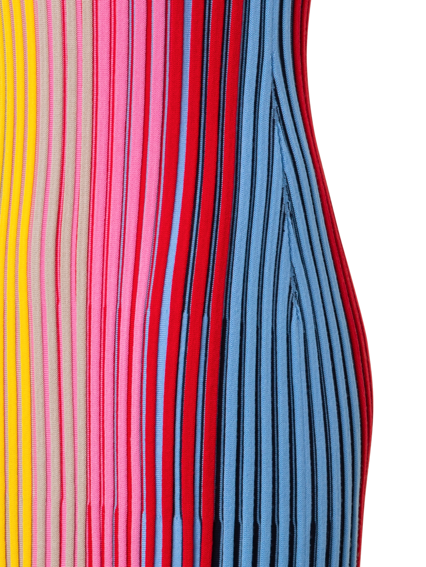 Designer Sleeveless Merino Wool Knit Rib Dress - multicolor