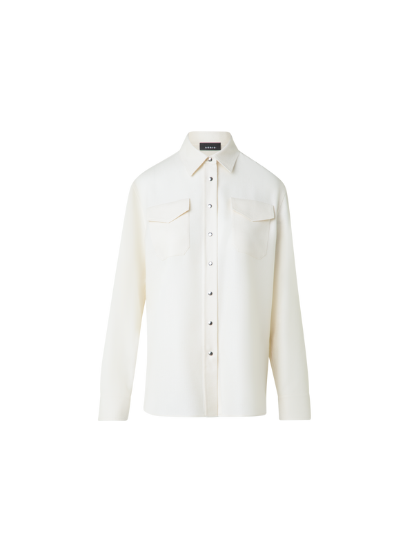 Designer Shirt Blouse in Panama Cashmere - neutral - ecru - white