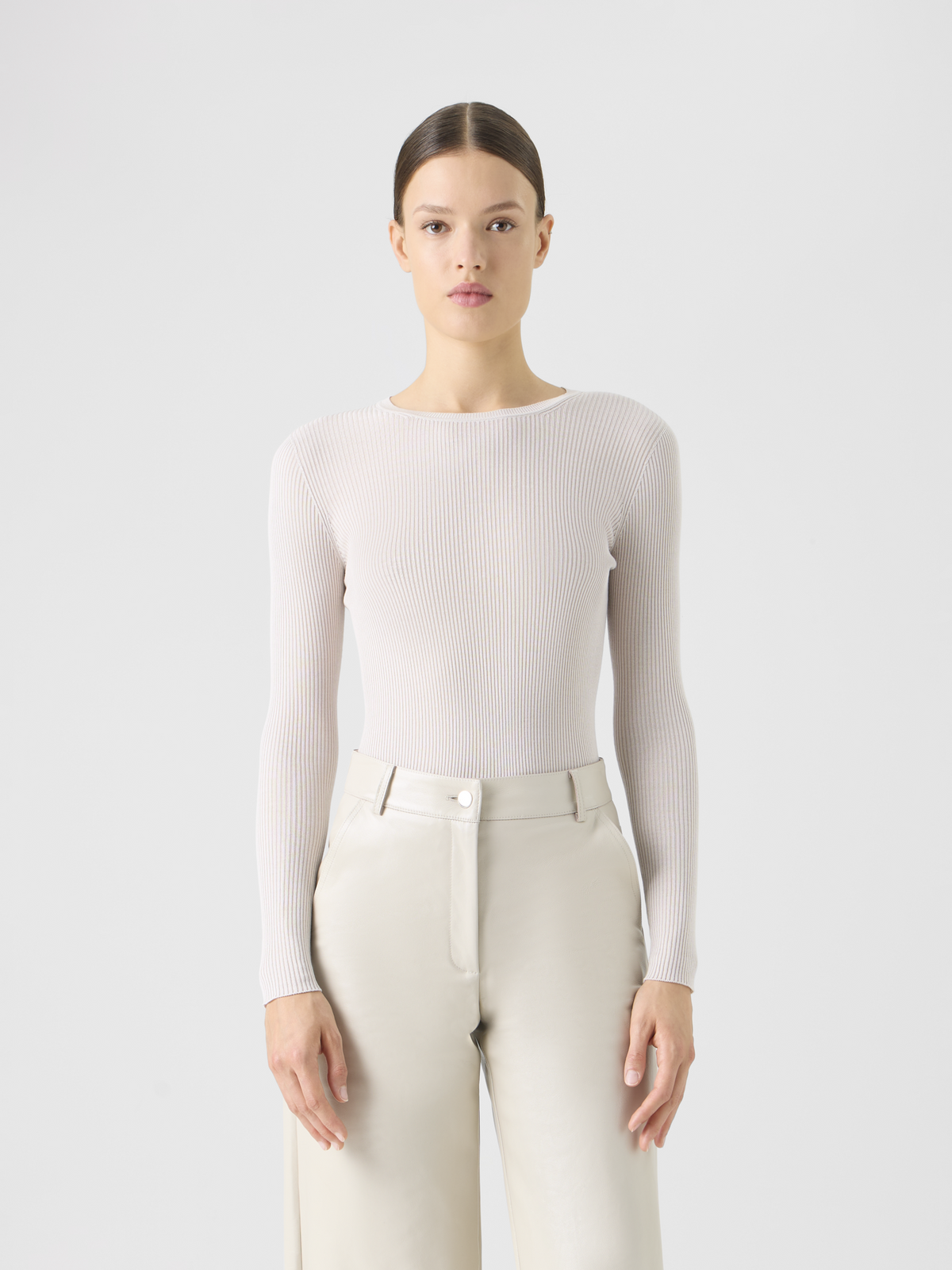 Designer Seamless Silk Cotton Knit Sweater - neutral - beige #editorial
