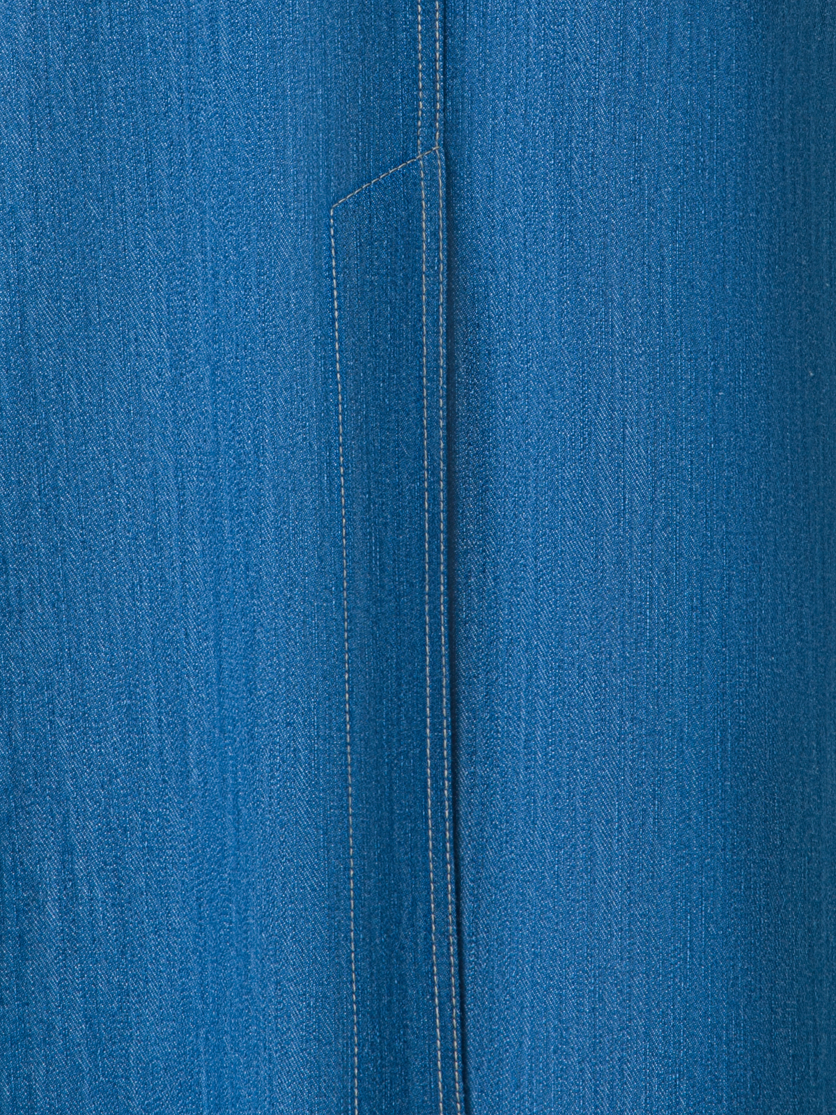 Designer Midi Pencil Skirt in Cotton Denim - blue