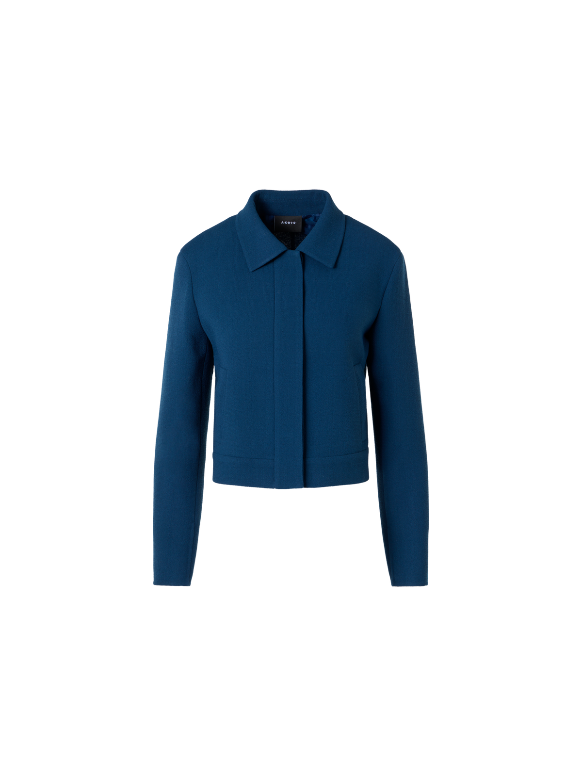 Designer Kato Short Jacket in Wool-Crêpe Double-Face - blue