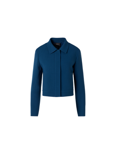 Designer Kato Short Jacket in Wool-Crêpe Double-Face - blue