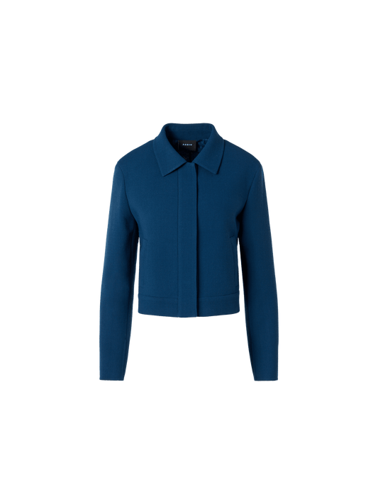 Designer Kato Short Jacket in Wool-Crêpe Double-Face - blue