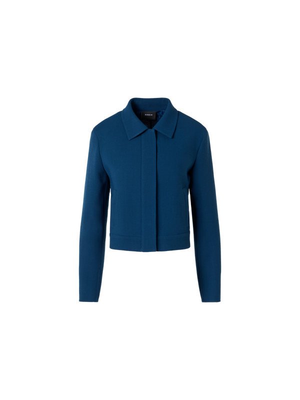 Designer Kato Short Jacket in Wool-Crêpe Double-Face - blue