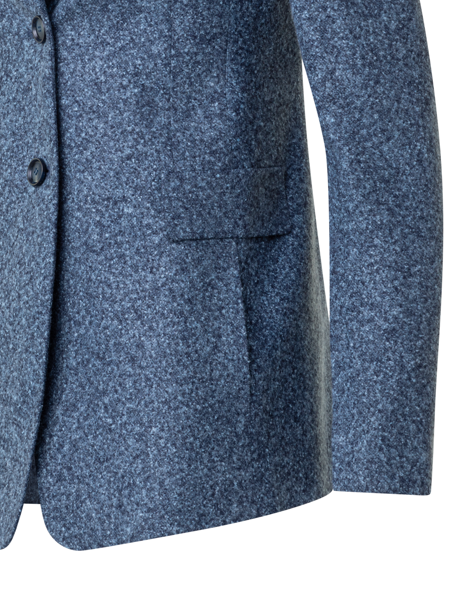 Designer Long Tweed Flannel Jacket in Cashmere Linen - grey