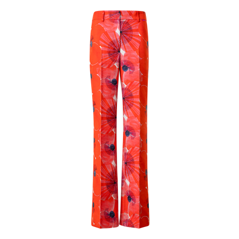 Wide Double-Face Pants with Poppy Print