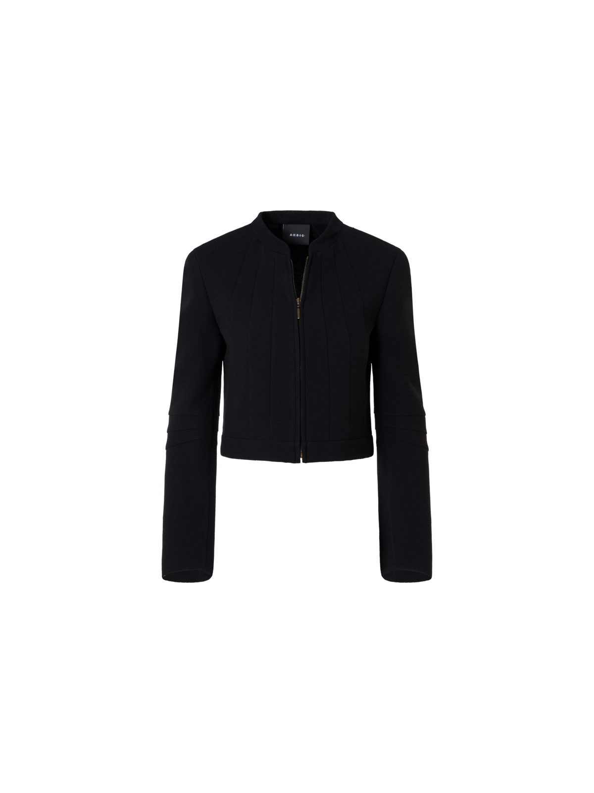 Designer Short Fitted Wool Crêpe Double-Face Jacket - black