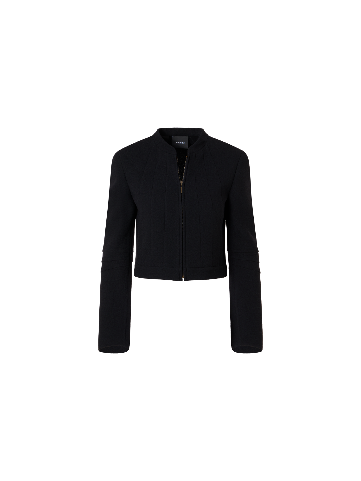 Designer Short Fitted Wool Crêpe Double-Face Jacket - black