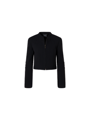 Designer Short Fitted Wool Crêpe Double-Face Jacket - black
