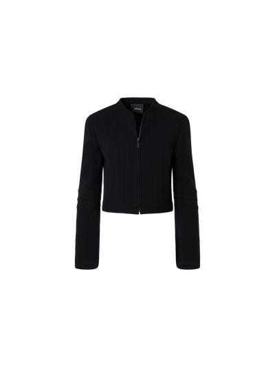 Designer Short Fitted Wool Crêpe Double-Face Jacket - black