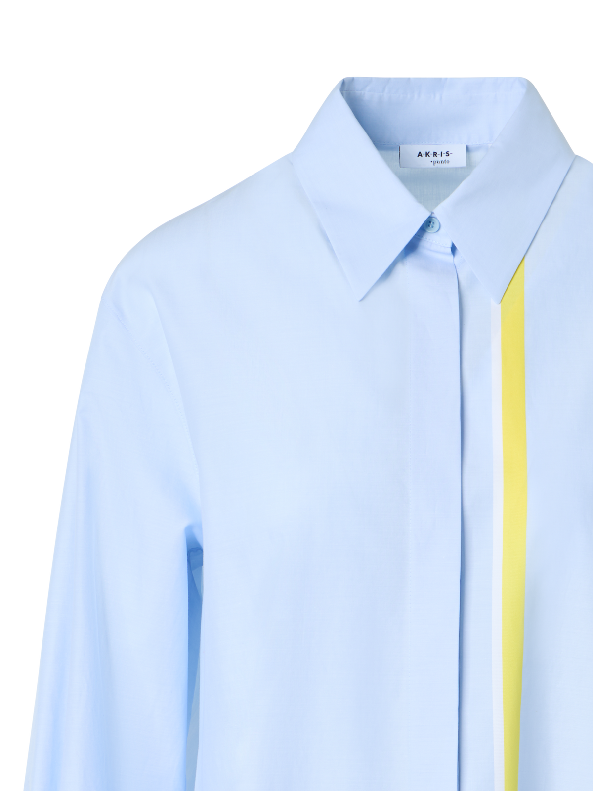 Designer Striped Cotton Chambré Shirt Blouse - pastel - blue