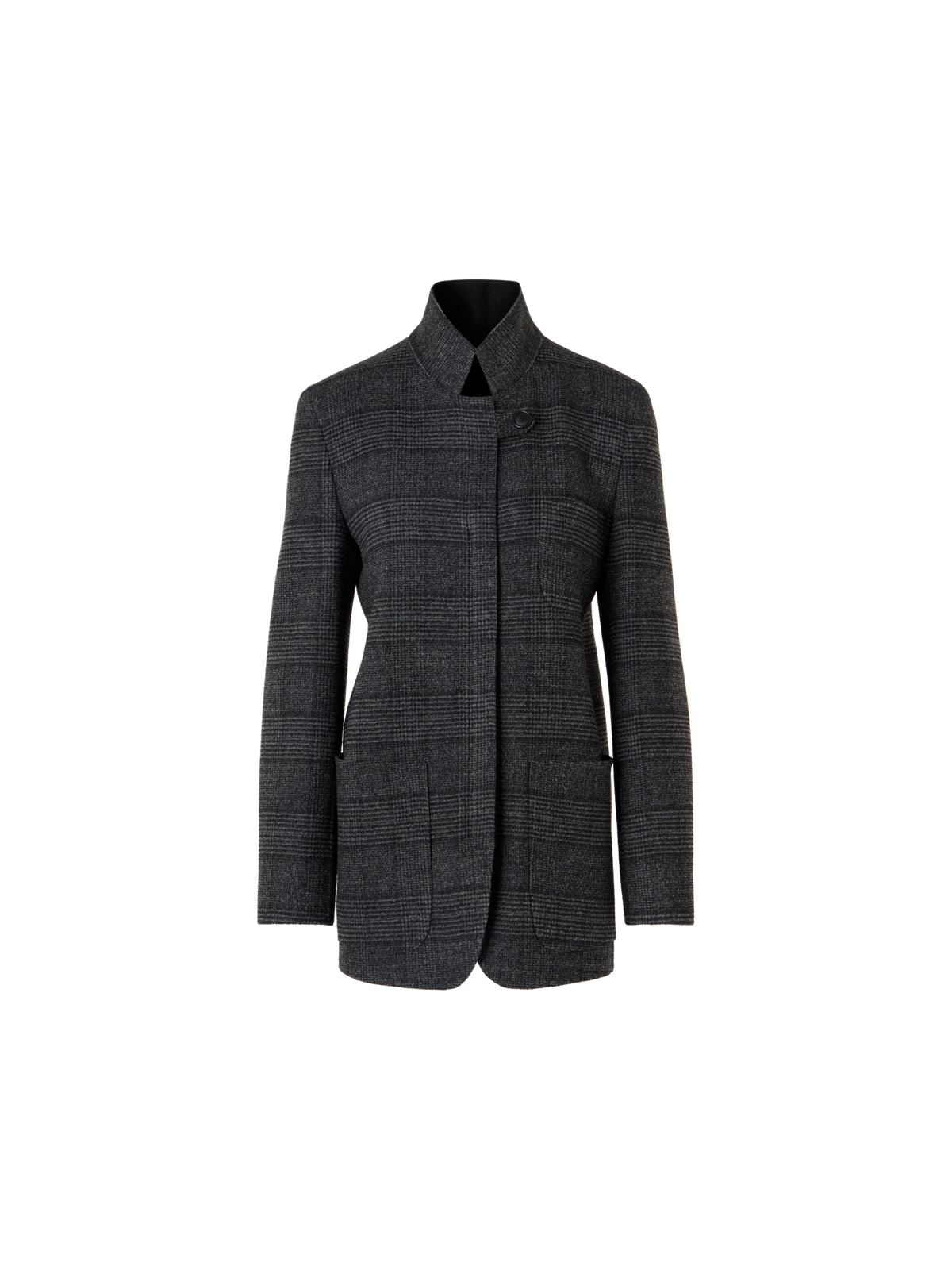 Designer Cardigan Jacket in Prince of Wales Wool Double-Face - grey - multicolor - black
