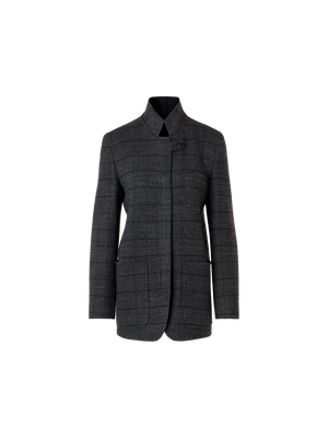 Designer Cardigan Jacket in Prince of Wales Wool Double-Face - grey - multicolor - black