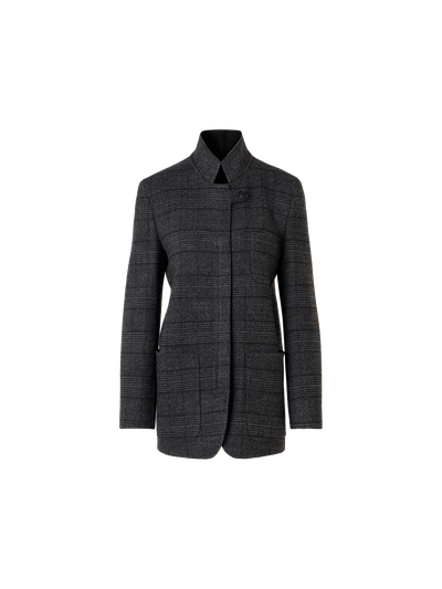 Designer Cardigan Jacket in Prince of Wales Wool Double-Face - grey - multicolor - black