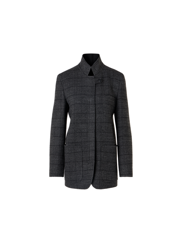 Designer Cardigan Jacket in Prince of Wales Wool Double-Face - grey - multicolor - black