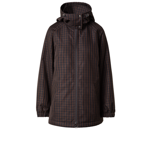 Oversize Silk Parka with Vichy Check