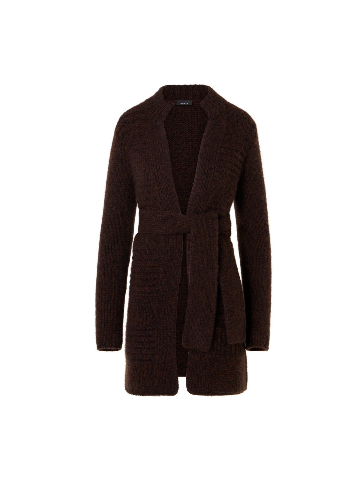 Designer Cashmere Silk Mouliné Long Cardigan - black - brown - multicolor