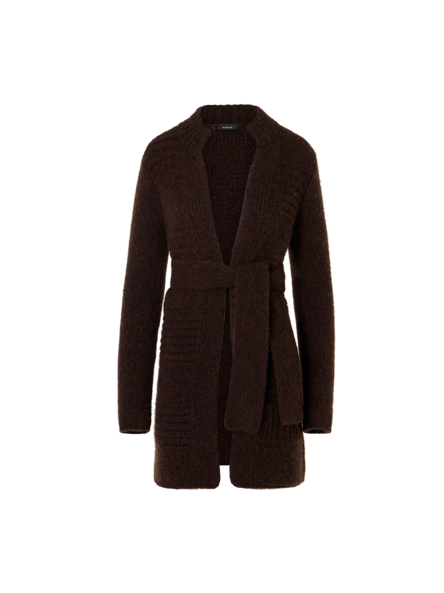 Designer Cashmere Silk Mouliné Long Cardigan - black - brown - multicolor