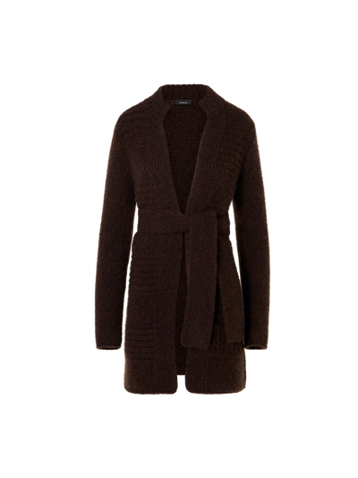 Designer Cashmere Silk Mouliné Long Cardigan - black - brown - multicolor