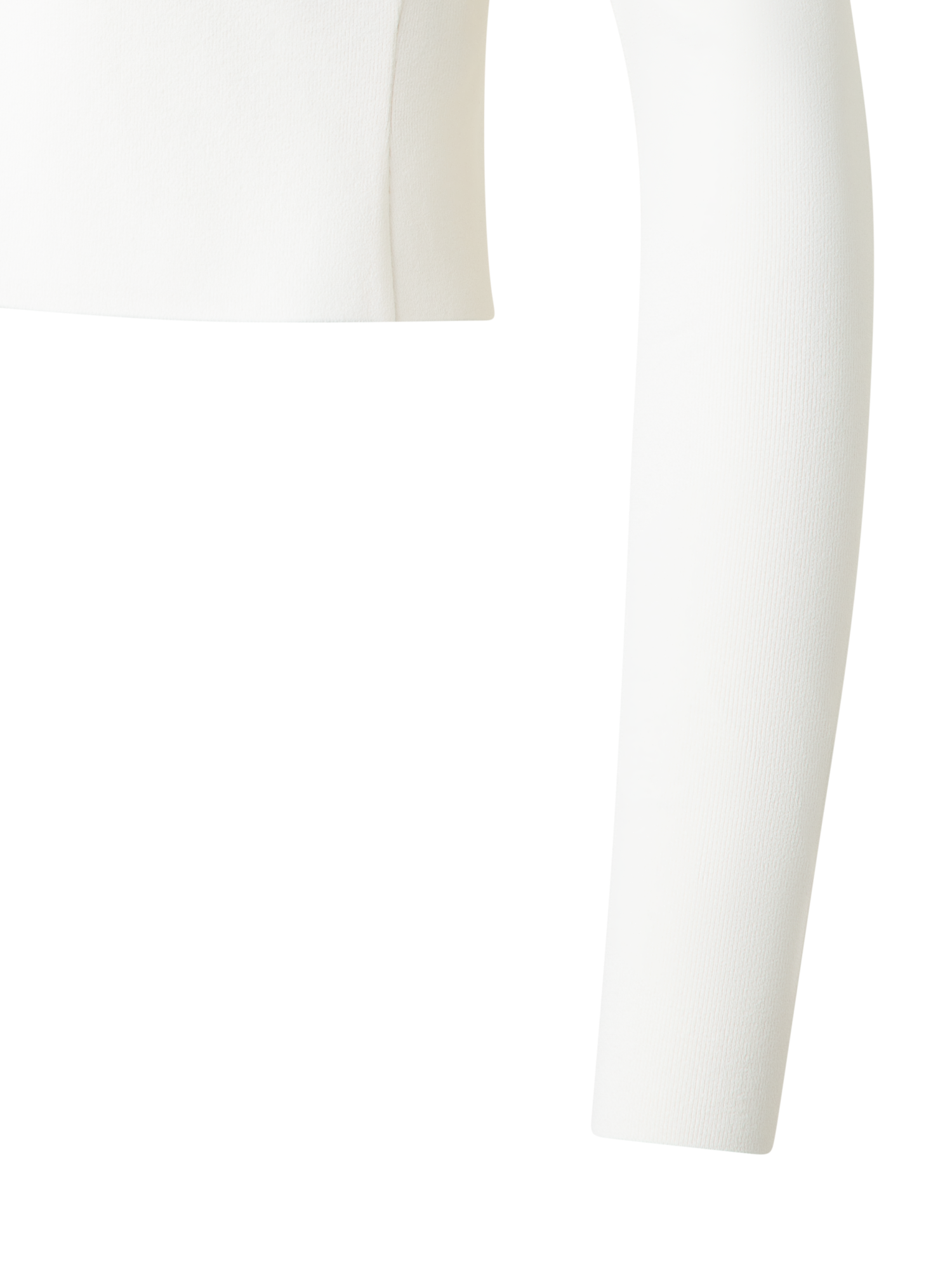 Designer Cropped Long Sleeves Knit Top in Viscose - neutral - white