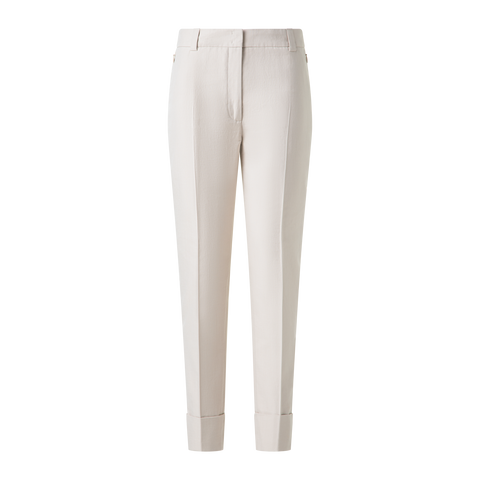 Cropped Tapered Cotton Silk Double-Face Pants