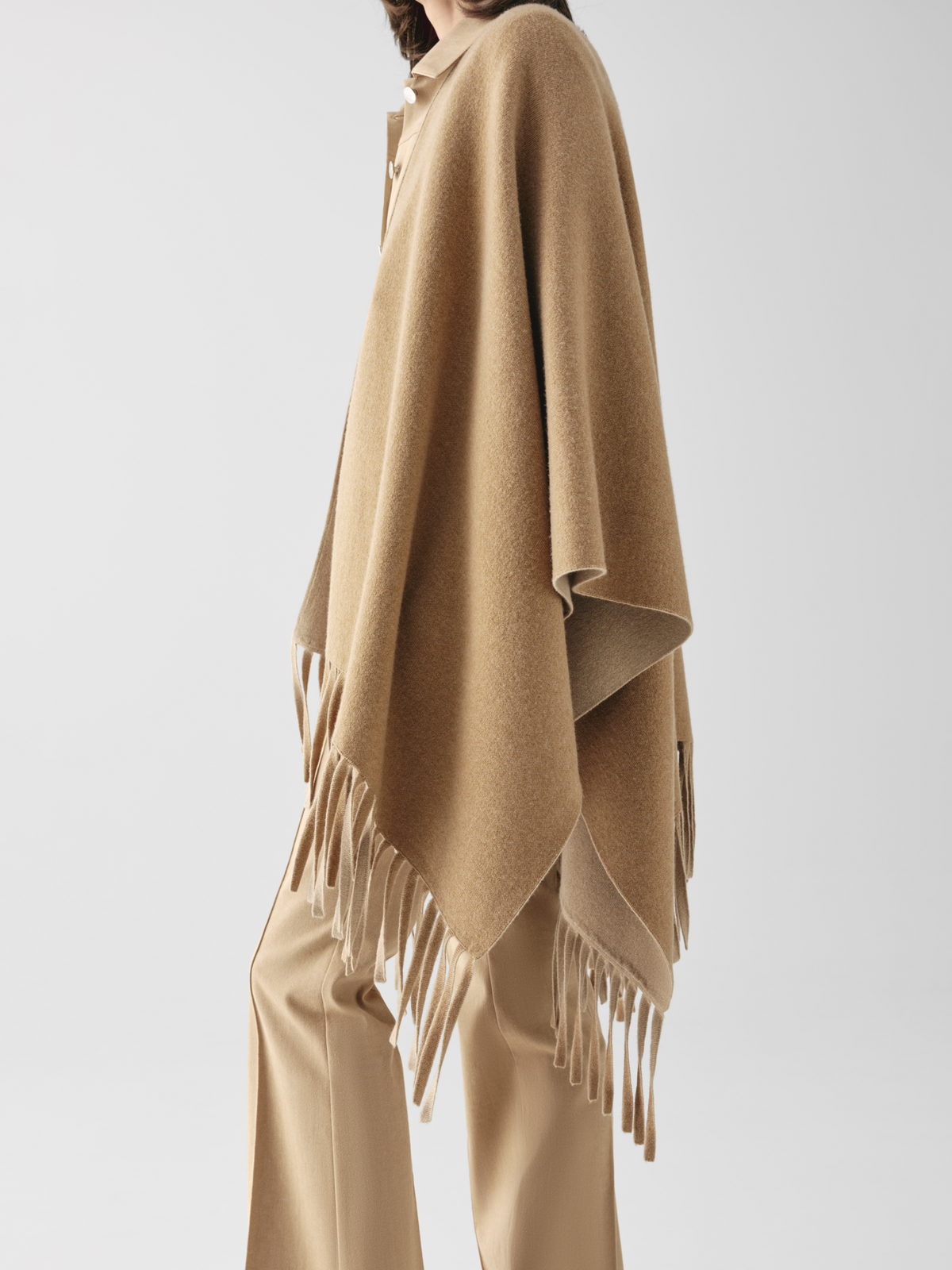 Designer Cashmere Double-Face Knit Cape - brown #editorial