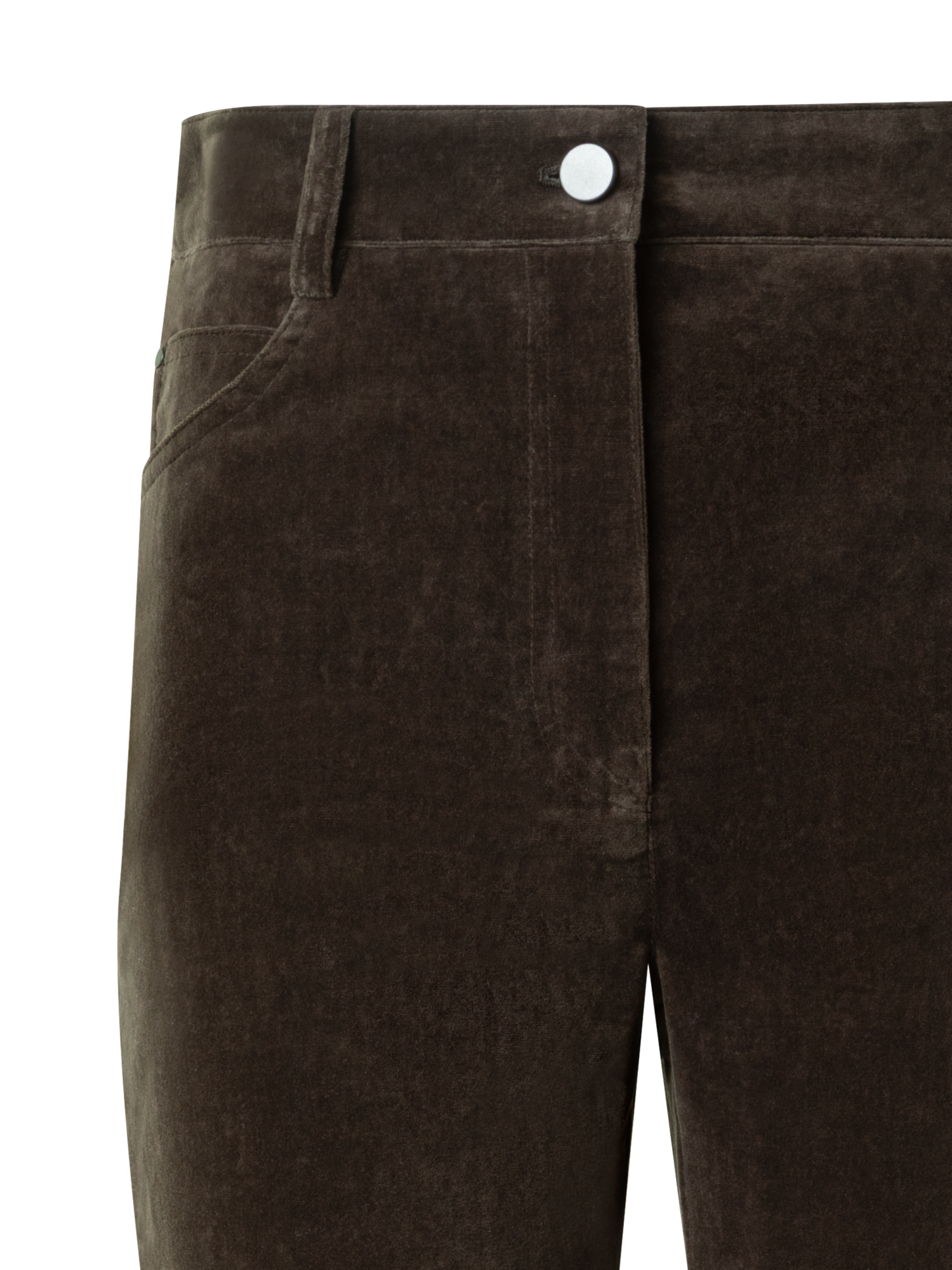 Designer Cropped Bootcut Stretch Cotton Velvet Pants - neutral - brown