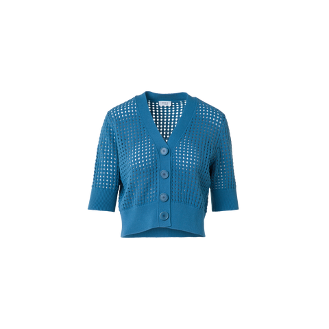Cropped Cardigan in Chunky Cotton Mesh