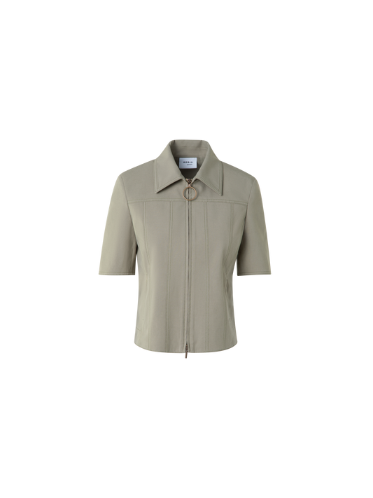 Designer Short Sleeve Denim Jacket - neutral - green