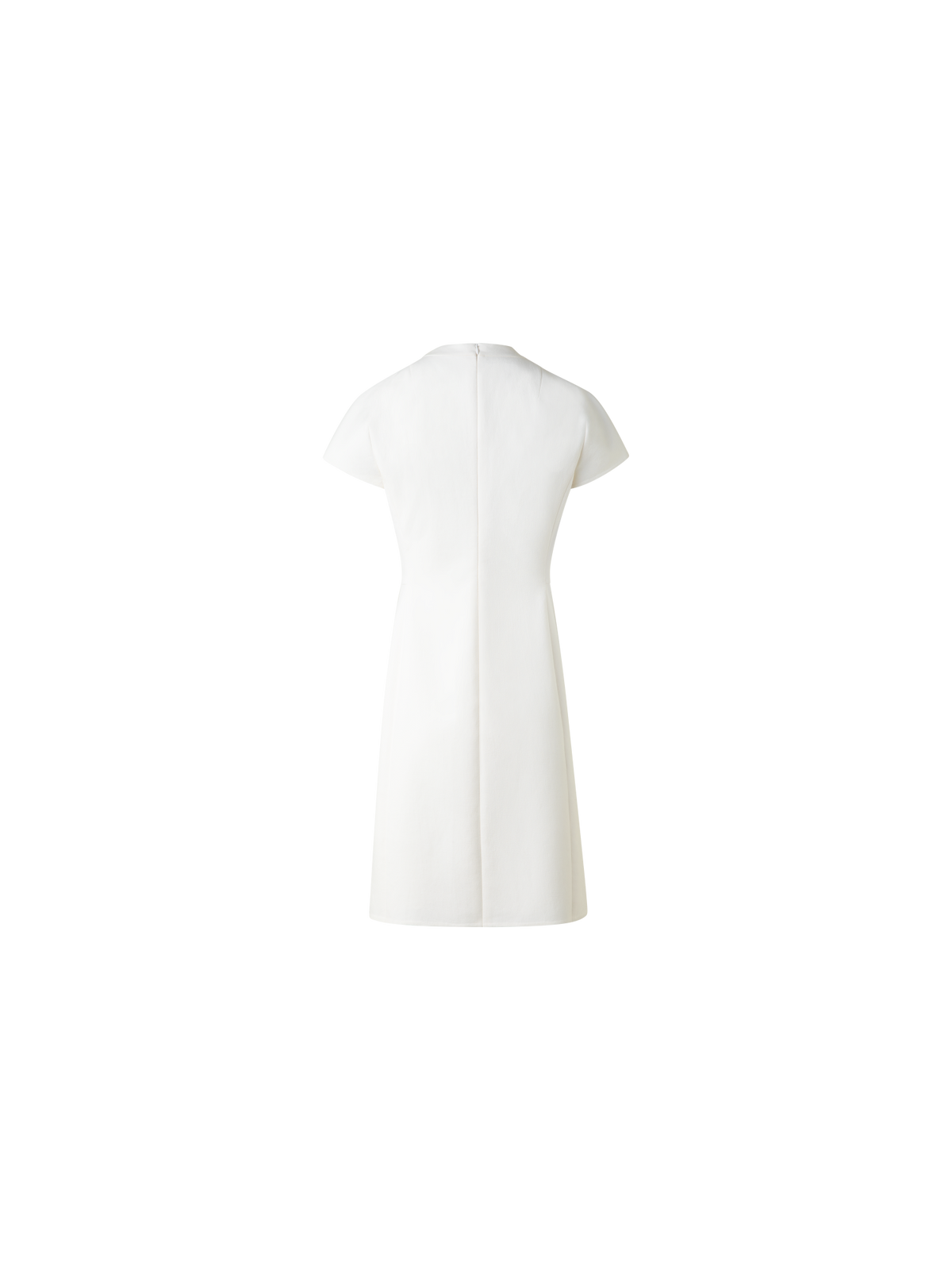Designer V-Neck Sheath Dress in Cotton Silk Double-Face - neutral - ecru - white