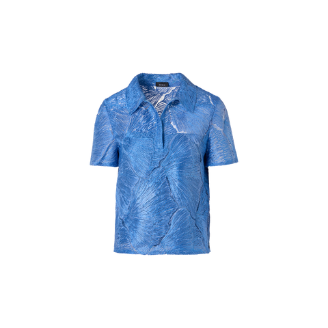 Polo Blouse in Lacquered Sea Fan Lace
