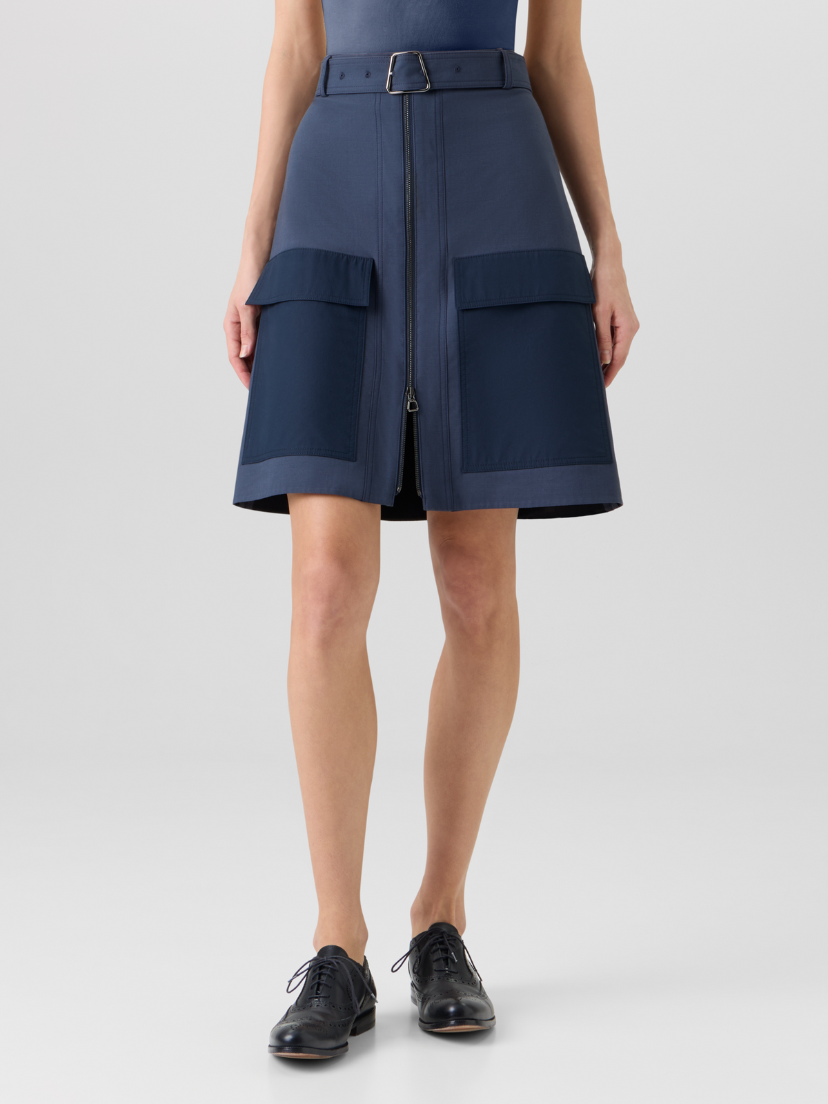 Designer Cotton Double-Face Pencil Skirt - blue #editorial