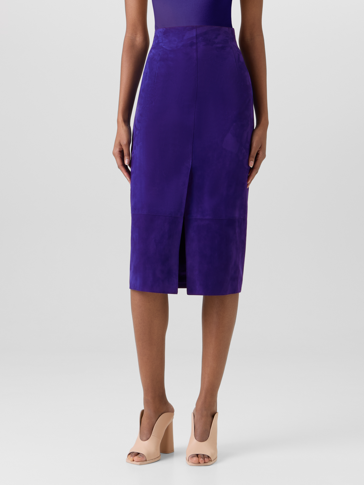 Designer Suede Pencil Skirt - purple #editorial